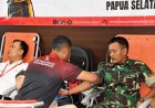 Wujud Kepedulian Sosial di Hari Karantina Ke-148, Personel Kodim Merauke Ikuti Donor Darah