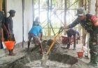 Babinsa Koramil Skanto Gotong Royong Pengecoran Teras Mushola