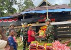 Marinir Beri Sembako di Perbatasan, Jaga Ketahanan Warga Kamat