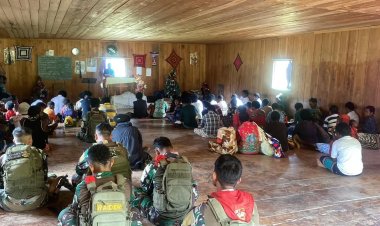 Satgas Yonif 732/Banau Bersama Warga Dangbet, Jalin Spiritualitas dan Kedamaian di Beoga