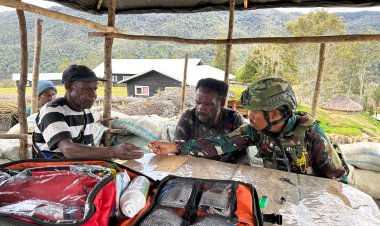 Pos TNI Satgas Yonif 408/Sbh Jadi Pelipur Lara Kesehatan Warga Goa Balim
